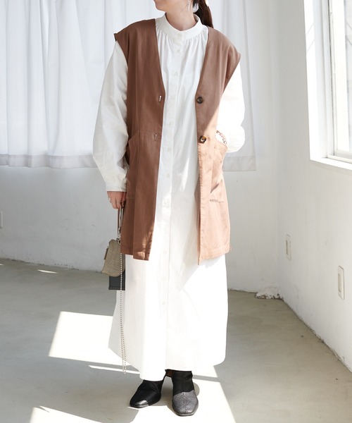 DISCOAT（ディスコート）の「ノーカラージレ（ベスト・レディース・ブラック/モカ/グレイッシュベージュ・FREE）」の10枚目の写真