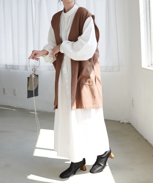 DISCOAT（ディスコート）の「ノーカラージレ（ベスト・レディース・ブラック/モカ/グレイッシュベージュ・FREE）」の11枚目の写真