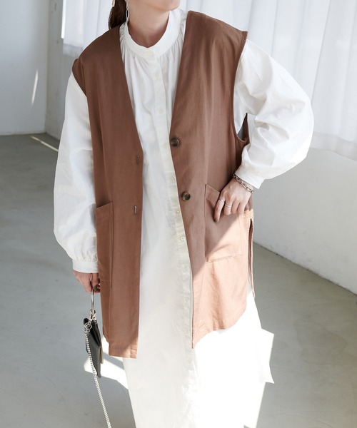 DISCOAT（ディスコート）の「ノーカラージレ（ベスト・レディース・ブラック/モカ/グレイッシュベージュ・FREE）」の12枚目の写真