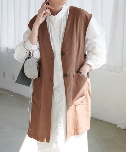 DISCOAT（ディスコート）の「ノーカラージレ（ベスト・レディース・ブラック/モカ/グレイッシュベージュ・FREE）」の13枚目の写真