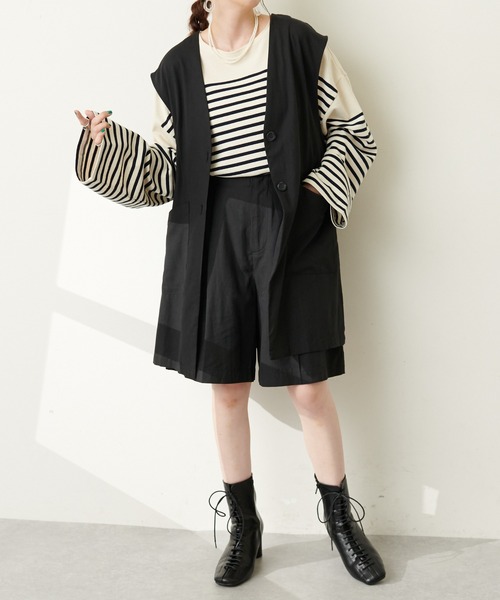 DISCOAT（ディスコート）の「ノーカラージレ（ベスト・レディース・ブラック/モカ/グレイッシュベージュ・FREE）」の5枚目の写真