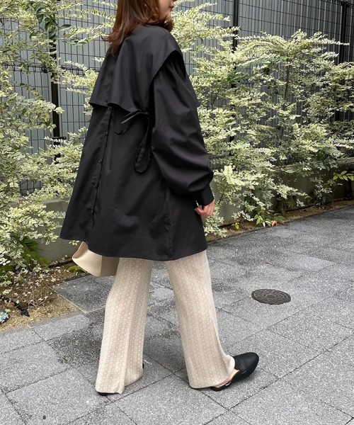 4youstory（フォーユーストーリー）の「サイドリボンケープシャツ（シャツ/ブラウス・レディース・ブラック/オフホワイト/マスタード/モカ・MEDIUM）」の15枚目の写真