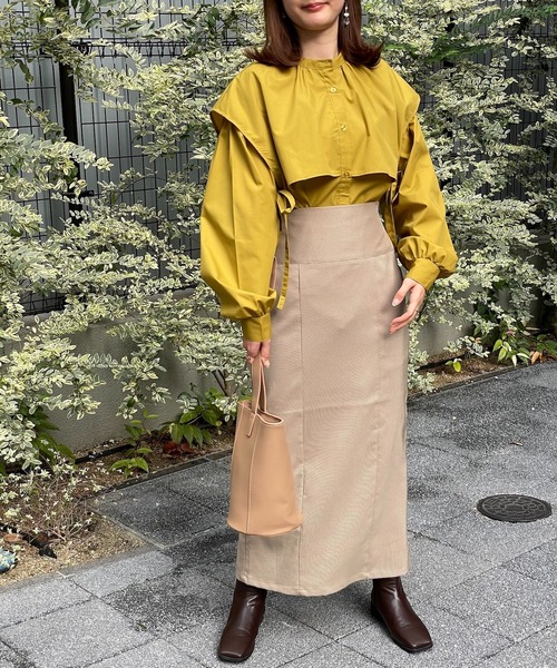 4youstory（フォーユーストーリー）の「サイドリボンケープシャツ（シャツ/ブラウス・レディース・ブラック/オフホワイト/マスタード/モカ・MEDIUM）」の18枚目の写真
