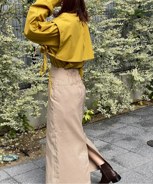 4youstory（フォーユーストーリー）の「サイドリボンケープシャツ（シャツ/ブラウス・レディース・ブラック/オフホワイト/マスタード/モカ・MEDIUM）」の12枚目の写真