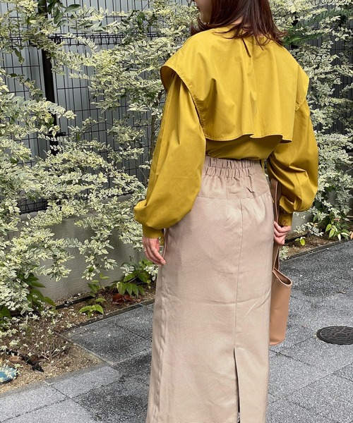 4youstory（フォーユーストーリー）の「サイドリボンケープシャツ（シャツ/ブラウス・レディース・ブラック/オフホワイト/マスタード/モカ・MEDIUM）」の16枚目の写真