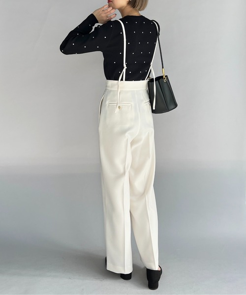 audrey and john wad（オードリーアンドジョンワッド）の「ナローストラップサロペット（サロペット/オーバーオール・レディース・ピンク/ホワイト・M）」の7枚目の写真