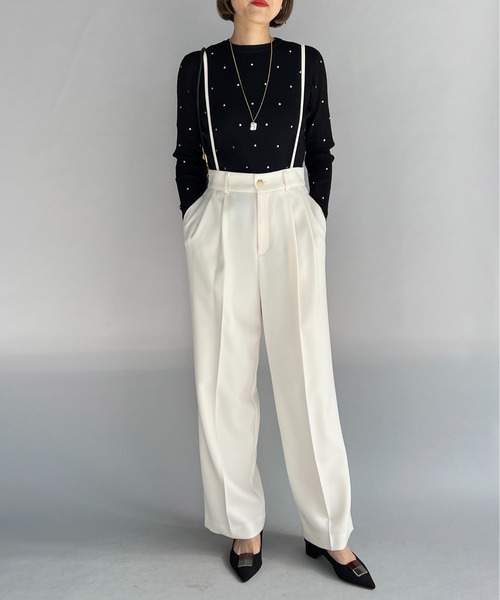 audrey and john wad（オードリーアンドジョンワッド）の「ナローストラップサロペット（サロペット/オーバーオール・レディース・ピンク/ホワイト・M）」の8枚目の写真