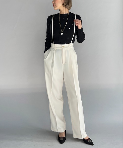 audrey and john wad（オードリーアンドジョンワッド）の「ナローストラップサロペット（サロペット/オーバーオール・レディース・ピンク/ホワイト・M）」の9枚目の写真