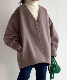 w closet | 【新色追加】Vネックショートコート(ノーカラージャケット)
