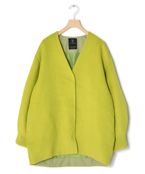 w closet（ダブルクローゼット）の「【新色追加】Vネックショートコート（ノーカラージャケット・レディース・ミント/モカ/キナリ/ライム・FREE）」の15枚目の写真