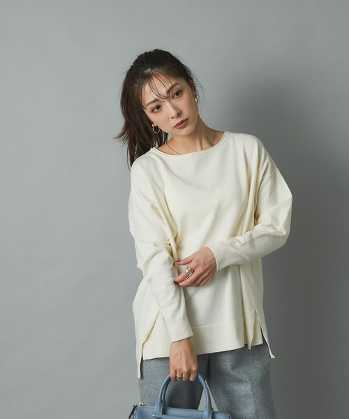 RIVE DROITE(リヴドロワ)の「自然な抜け感を演出 ハイゲージスリットワイドニット(ニット/セーター・レディース・ライトグレー/オフホワイト/サックスブルー・FREE)」の20枚目の写真