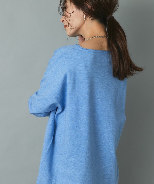 RIVE DROITE(リヴドロワ)の「自然な抜け感を演出 ハイゲージスリットワイドニット(ニット/セーター・レディース・ライトグレー/オフホワイト/サックスブルー・FREE)」の7枚目の写真