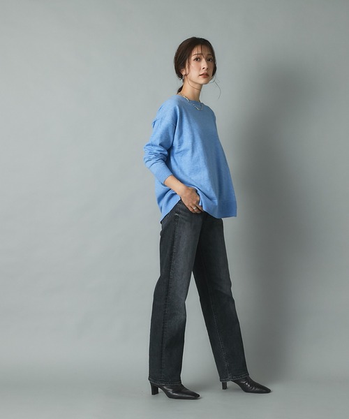 RIVE DROITE(リヴドロワ)の「自然な抜け感を演出 ハイゲージスリットワイドニット(ニット/セーター・レディース・ライトグレー/オフホワイト/サックスブルー・FREE)」の10枚目の写真