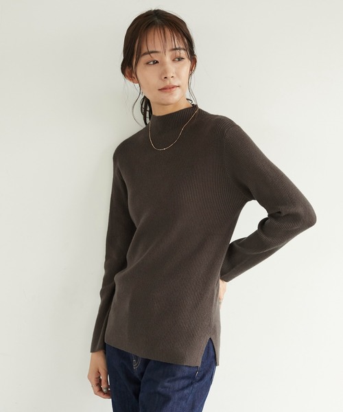 CRAFT STANDARD BOUTIQUE(クラフトスタンダードブティック)の「ハイネックリブニットプルオーバー *(ニット/セーター・レディース・ブラック/アイボリー/キャメル/ダークブラウン・M/L)」の3枚目の写真
