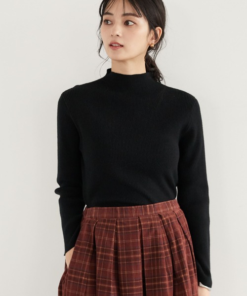 CRAFT STANDARD BOUTIQUE(クラフトスタンダードブティック)の「ハイネックリブニットプルオーバー *(ニット/セーター・レディース・ブラック/アイボリー/キャメル/ダークブラウン・M/L)」の1枚目の写真