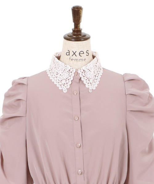 axes femme（アクシーズファム）の「レース襟マトン袖ワンピース