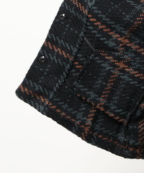 John branigan(ジョンブラニガン)の「【JOHN BRANIGAN】チェックショートコート(ノーカラーコート・レディース・ブラウン/ブラック・FREE)」の5枚目の写真