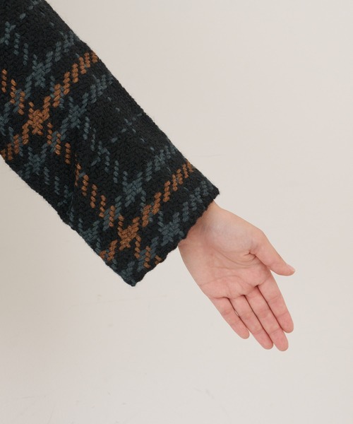 John branigan(ジョンブラニガン)の「【JOHN BRANIGAN】チェックショートコート(ノーカラーコート・レディース・ブラウン/ブラック・FREE)」の20枚目の写真