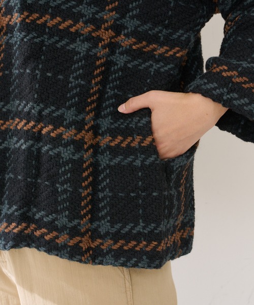 John branigan(ジョンブラニガン)の「【JOHN BRANIGAN】チェックショートコート(ノーカラーコート・レディース・ブラウン/ブラック・FREE)」の19枚目の写真