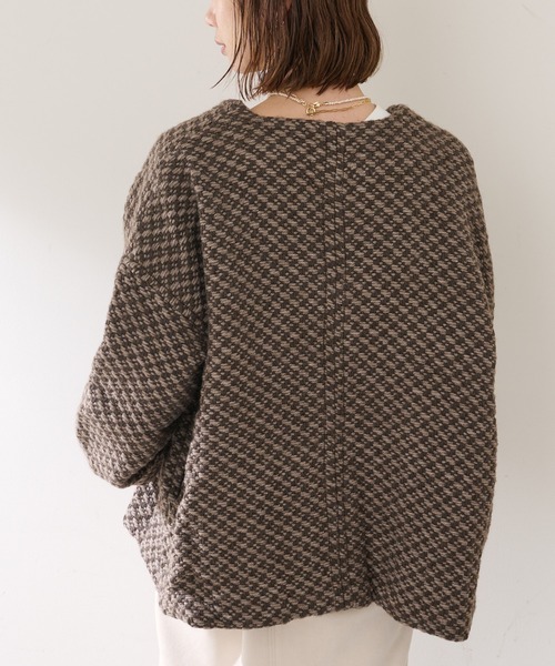 John branigan(ジョンブラニガン)の「【JOHN BRANIGAN】チェックショートコート(ノーカラーコート・レディース・ブラウン/ブラック・FREE)」の6枚目の写真