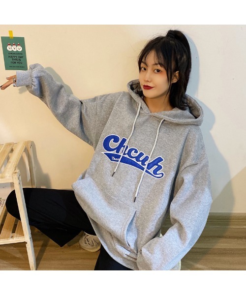 VIBGYOR Women（ヴィブジョー　ウィメン）の「【KOREA SELECT】ロゴフーディー（パーカー・レディース・グレー/グリーン・FREE）」の5枚目の写真