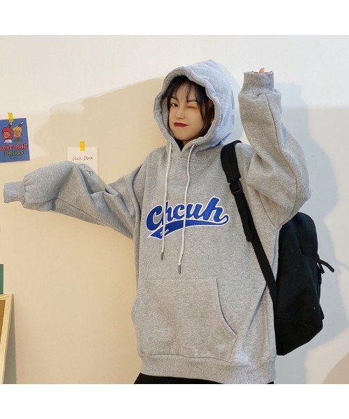 VIBGYOR Women（ヴィブジョー　ウィメン）の「【KOREA SELECT】ロゴフーディー（パーカー・レディース・グレー/グリーン・FREE）」の10枚目の写真