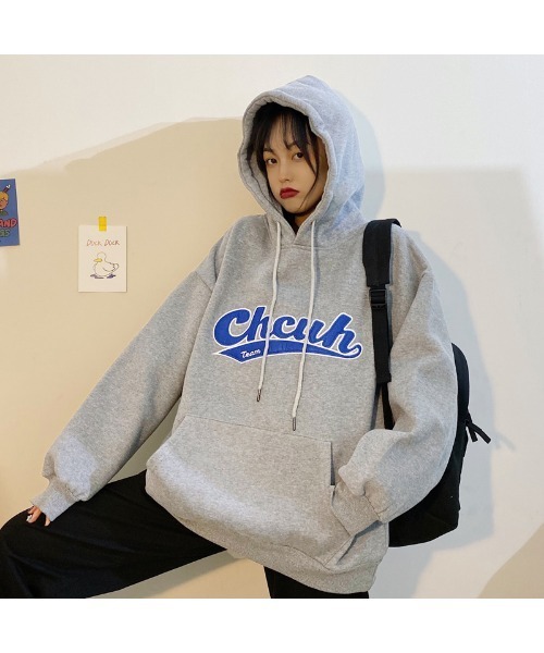 VIBGYOR Women（ヴィブジョー　ウィメン）の「【KOREA SELECT】ロゴフーディー（パーカー・レディース・グレー/グリーン・FREE）」の4枚目の写真