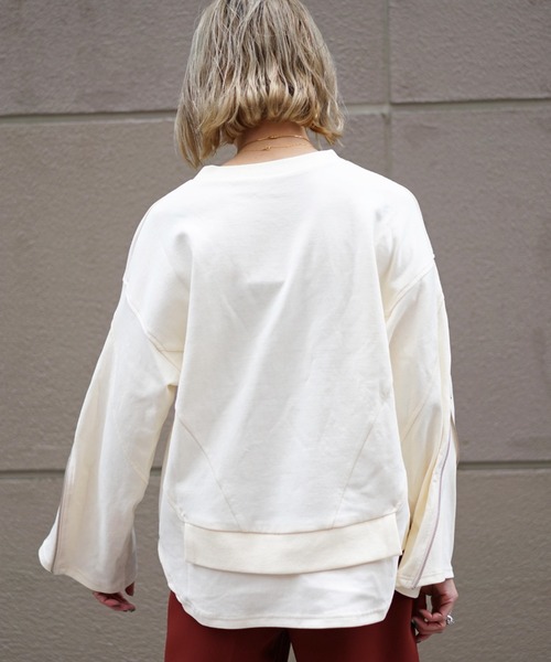 AULA AILA（アウラアイラ）の「AULA AILA（アウラ アイラ）別注レイヤードプルオーバー（Tシャツ/カットソー・レディース・チャコールグレー/オフホワイト・0）」の10枚目の写真
