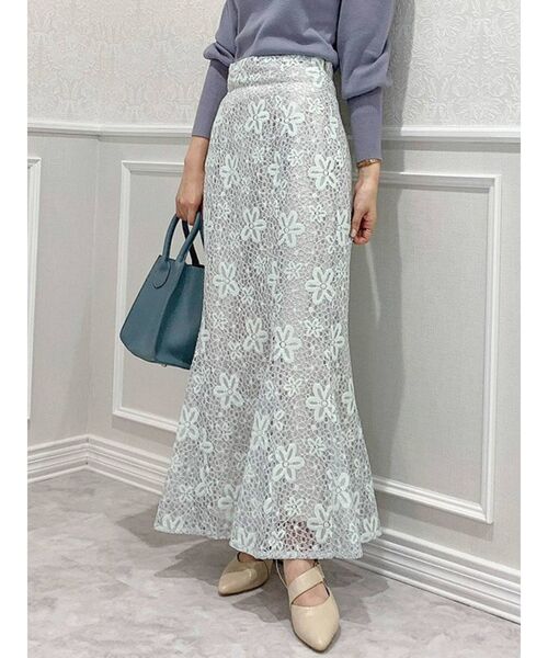 dazzlin（ダズリン）の「ハイウエストレースマーメイドスカート（スカート・レディース・オフホワイト/ブルー/ブラウン・SMALL/MEDIUM）」の3枚目の写真