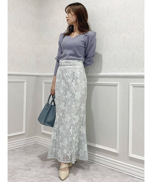 dazzlin（ダズリン）の「ハイウエストレースマーメイドスカート（スカート・レディース・オフホワイト/ブルー/ブラウン・SMALL/MEDIUM）」の11枚目の写真