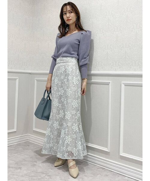 dazzlin（ダズリン）の「ハイウエストレースマーメイドスカート（スカート・レディース・オフホワイト/ブルー/ブラウン・SMALL/MEDIUM）」の12枚目の写真
