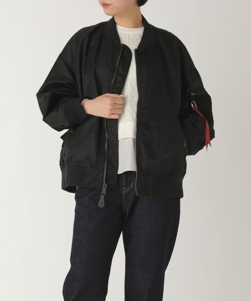 Alpha Industries(アルファインダストリーズ)の「MA-1/ALPHA別注/ブルゾン(ナイロンジャケット・レディース・ライトグレー/ブラック・S size/M size/L size)」の14枚目の写真