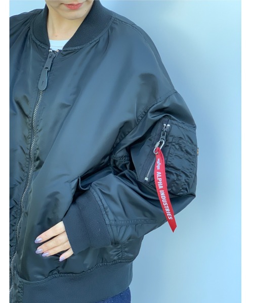 Alpha Industries(アルファインダストリーズ)の「MA-1/ALPHA別注/ブルゾン(ナイロンジャケット・レディース・ライトグレー/ブラック・S size/M size/L size)」の13枚目の写真