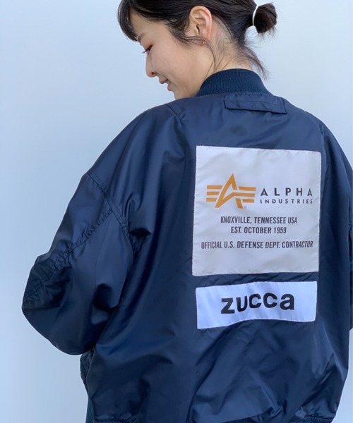 Alpha Industries(アルファインダストリーズ)の「MA-1/ALPHA別注/ブルゾン(ナイロンジャケット・レディース・ライトグレー/ブラック・S size/M size/L size)」の5枚目の写真