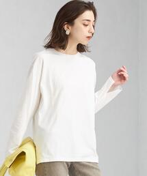 green label relaxing | 袖 スリット ロングスリーブ プルオーバー カットソー ボーダー(Tシャツ/カットソー)