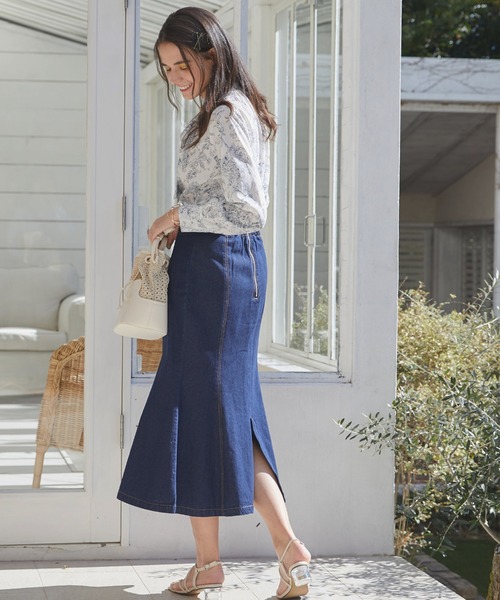 Cheek（チーク）の「【入荷禁止】【サイズ展開あり】デニムマーメイドスカート（デニムスカート・レディース・ネイビー/ダークブルー・MEDIUM/SMALL）」の5枚目の写真