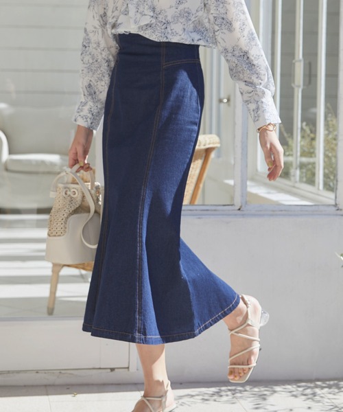 Cheek（チーク）の「【入荷禁止】【サイズ展開あり】デニムマーメイドスカート（デニムスカート・レディース・ネイビー/ダークブルー・MEDIUM/SMALL）」の7枚目の写真