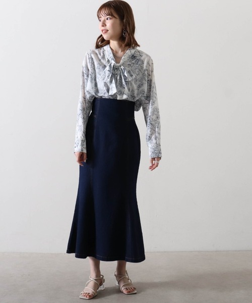 Cheek（チーク）の「【入荷禁止】【サイズ展開あり】デニムマーメイドスカート（デニムスカート・レディース・ネイビー/ダークブルー・MEDIUM/SMALL）」の9枚目の写真