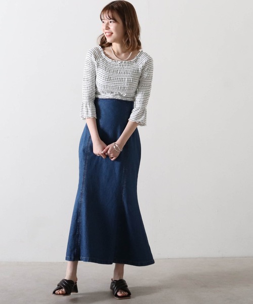 Cheek（チーク）の「【入荷禁止】【サイズ展開あり】デニムマーメイドスカート（デニムスカート・レディース・ネイビー/ダークブルー・MEDIUM/SMALL）」の12枚目の写真