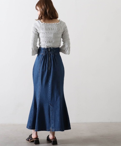 Cheek（チーク）の「【入荷禁止】【サイズ展開あり】デニムマーメイドスカート（デニムスカート・レディース・ネイビー/ダークブルー・MEDIUM/SMALL）」の14枚目の写真