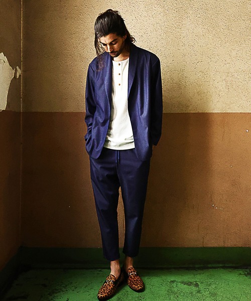 RATTLE TRAP（ラトルトラップ）の「【セットアップ対応】ショールカラーテックデニムジャケット（デニムジャケット・メンズ・ネイビー/サックスブルー・S/M/L）」の3枚目の写真