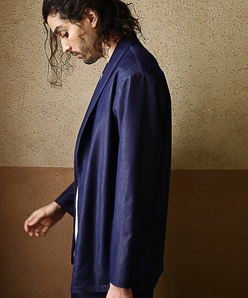 RATTLE TRAP（ラトルトラップ）の「【セットアップ対応】ショールカラーテックデニムジャケット（デニムジャケット・メンズ・ネイビー/サックスブルー・S/M/L）」の9枚目の写真