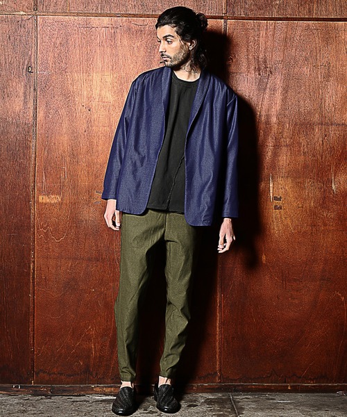 RATTLE TRAP（ラトルトラップ）の「【セットアップ対応】ショールカラーテックデニムジャケット（デニムジャケット・メンズ・ネイビー/サックスブルー・S/M/L）」の11枚目の写真