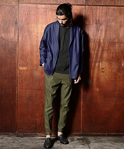 RATTLE TRAP（ラトルトラップ）の「【セットアップ対応】ショールカラーテックデニムジャケット（デニムジャケット・メンズ・ネイビー/サックスブルー・S/M/L）」の14枚目の写真