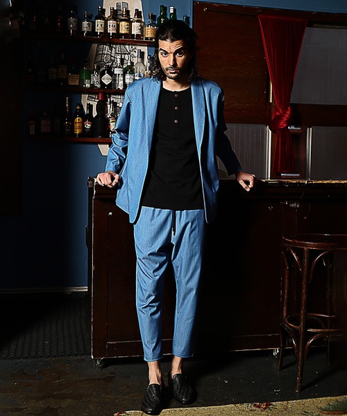 RATTLE TRAP（ラトルトラップ）の「【セットアップ対応】ショールカラーテックデニムジャケット（デニムジャケット・メンズ・ネイビー/サックスブルー・S/M/L）」の16枚目の写真