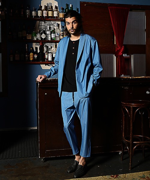 RATTLE TRAP（ラトルトラップ）の「【セットアップ対応】ショールカラーテックデニムジャケット（デニムジャケット・メンズ・ネイビー/サックスブルー・S/M/L）」の17枚目の写真