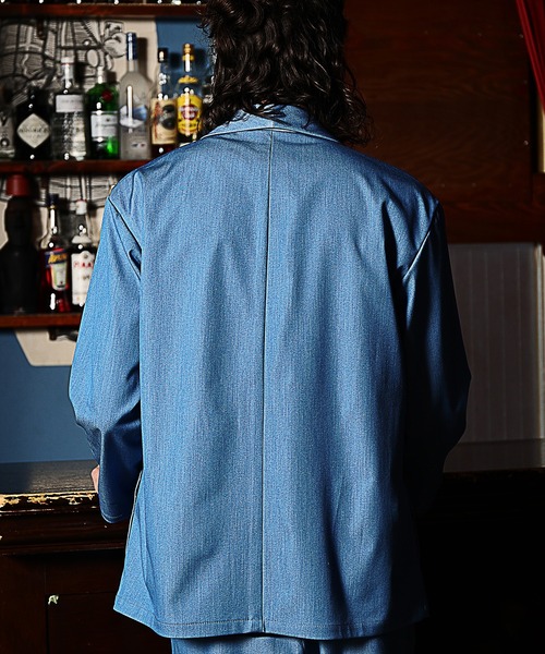 RATTLE TRAP（ラトルトラップ）の「【セットアップ対応】ショールカラーテックデニムジャケット（デニムジャケット・メンズ・ネイビー/サックスブルー・S/M/L）」の20枚目の写真