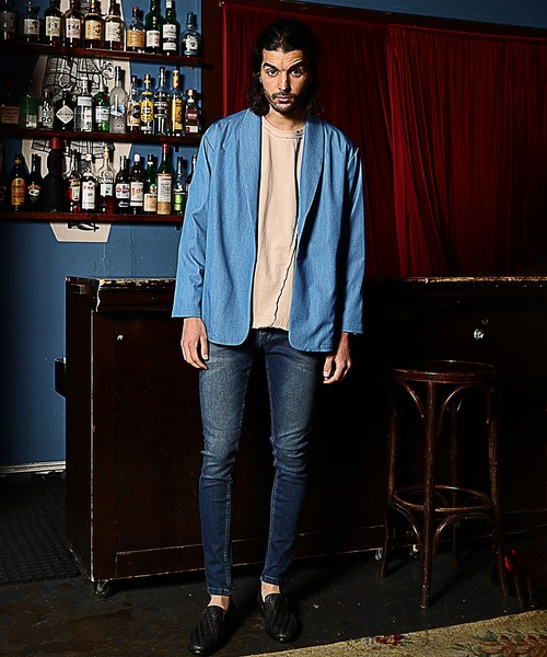 RATTLE TRAP（ラトルトラップ）の「【セットアップ対応】ショールカラーテックデニムジャケット（デニムジャケット・メンズ・ネイビー/サックスブルー・S/M/L）」の21枚目の写真