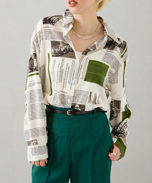 ニュースペーパープリント　シャツ ニュースペーパープリントTシャツ KM1159 \u2013 YOLO（ヨロ