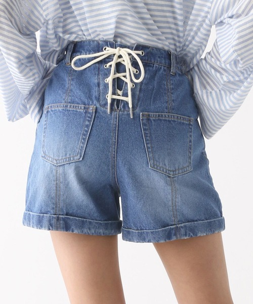 repipi armario（レピピ アルマリオ）の「バックレースアップショートパンツ（デニムパンツ・キッズ・ブルー系その他/ホワイト系その他/ブラック系その他/ブルー・MEDIUM/LARGE/SMALL）」の3枚目の写真